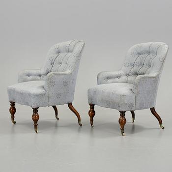 EMMAFÅTÖLJER,  ett par , nyrokoko, 1800-talet slut.