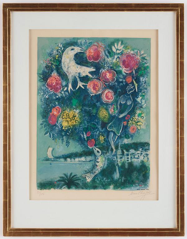 Marc Chagall After, "La Baie des Anges au bouquet de roses", from: "Nice et la Côte d 'Azur".