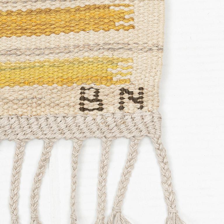 Barbro Nilsson, a carpet, "Hjortron", flat weave, ca 242,5 x 121 cm, signed AB MMF BN.