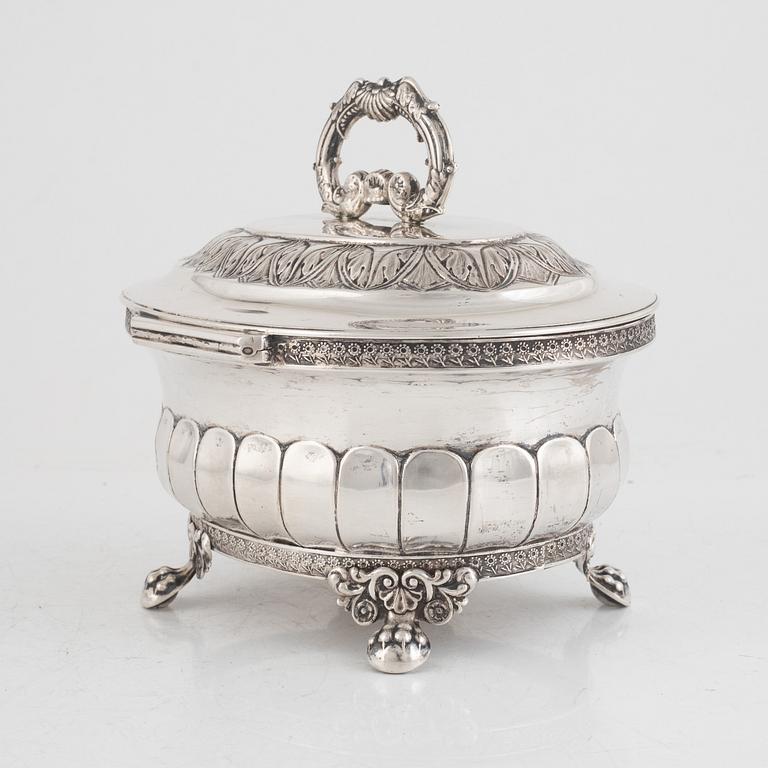 A Swedish Silver Sugar Box, mark of Gustaf Folcker, Stockholm 1841.