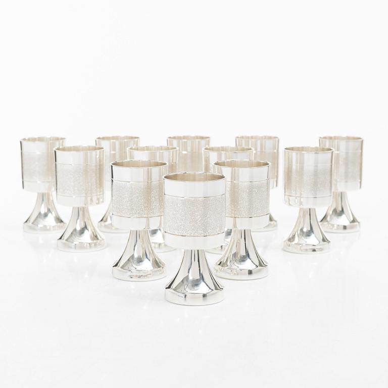 A set of twelve Swedish sterling silver cups, mark of Alton Guldvaru Ab, Falköping 1981.