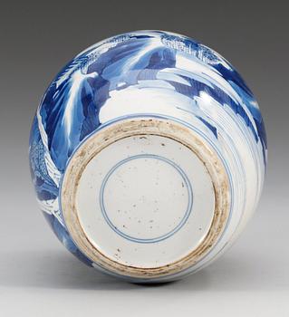 A blue and white ginger jar, Qing dynasty, Kangxi (1662-1722).