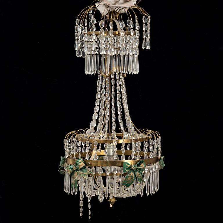 A Gustavian style chandelier from around the year 1900.