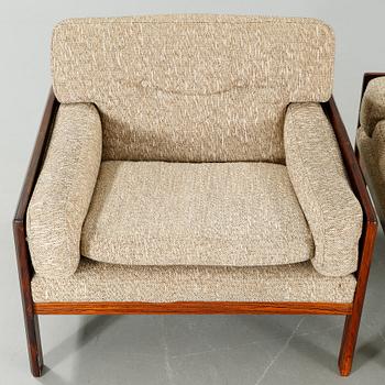 A pair of 1960/70s armchairs, model 599, designed by Fredrik Kayser for Vatne Møbler.