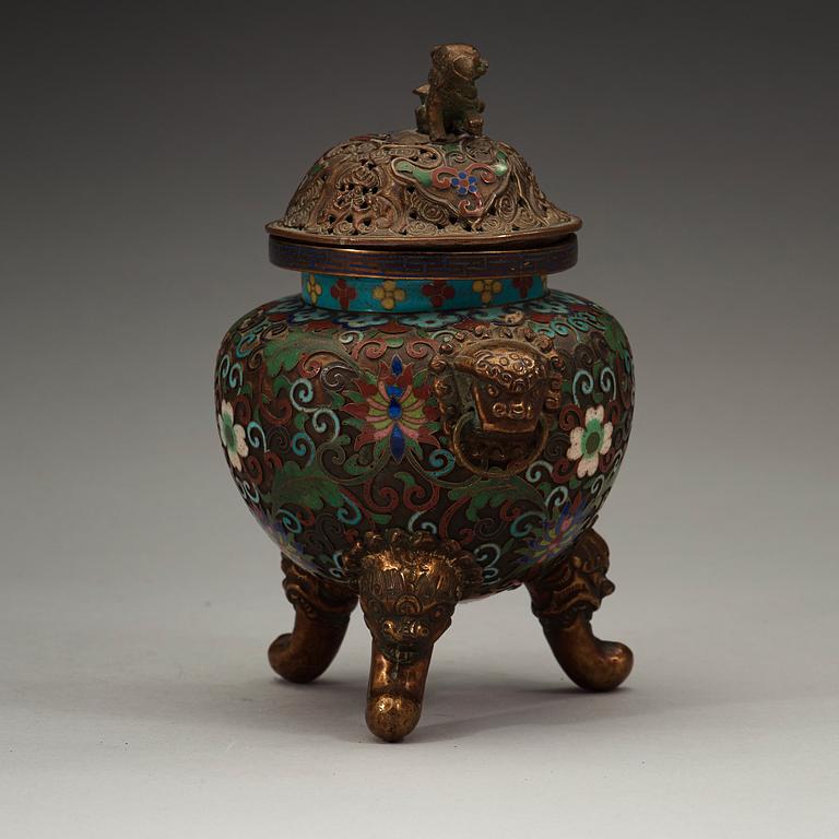 A Cloisonné tripod censer, Qing dynasty, 19th Century.