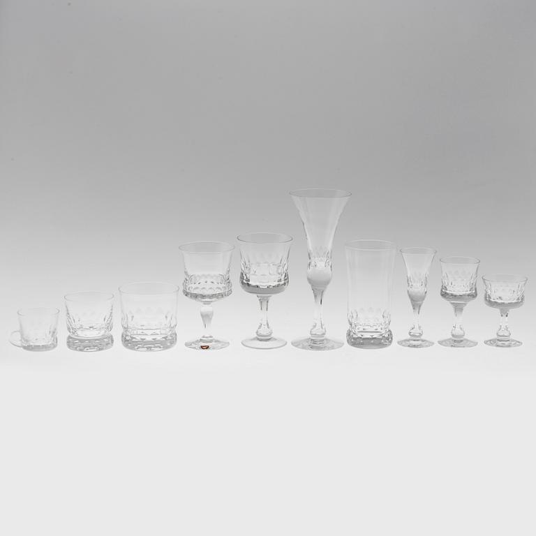 A 98-piece Swedish crystal stemware service "Prince" design Göran Wärff for Kosta.