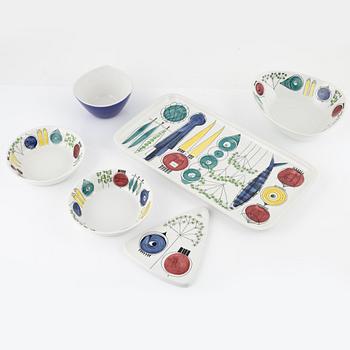 Marianne Westman, servisdelar, 10 delar, flintgods, "Picknick", Rörstrand, 1900-talets andra hälft.