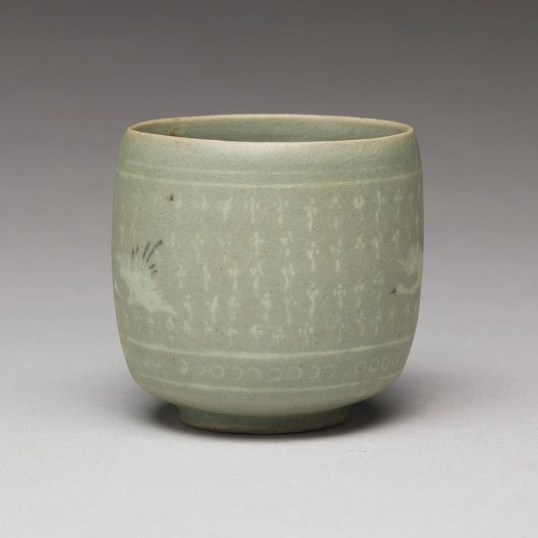 A celadon glazed crane cup, Korea, Koryo dynasty, 12th/13th Century.