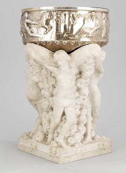 A silver and alabaster jardinière by K Anderson (silver) and Adolf Jonsson (alabaster), Stockholm 1919.