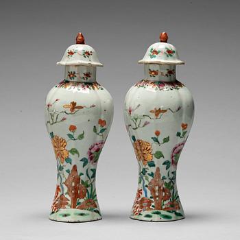 170. A pair of famille rose vases, Qing dynasty, Qianlong (1736-95).