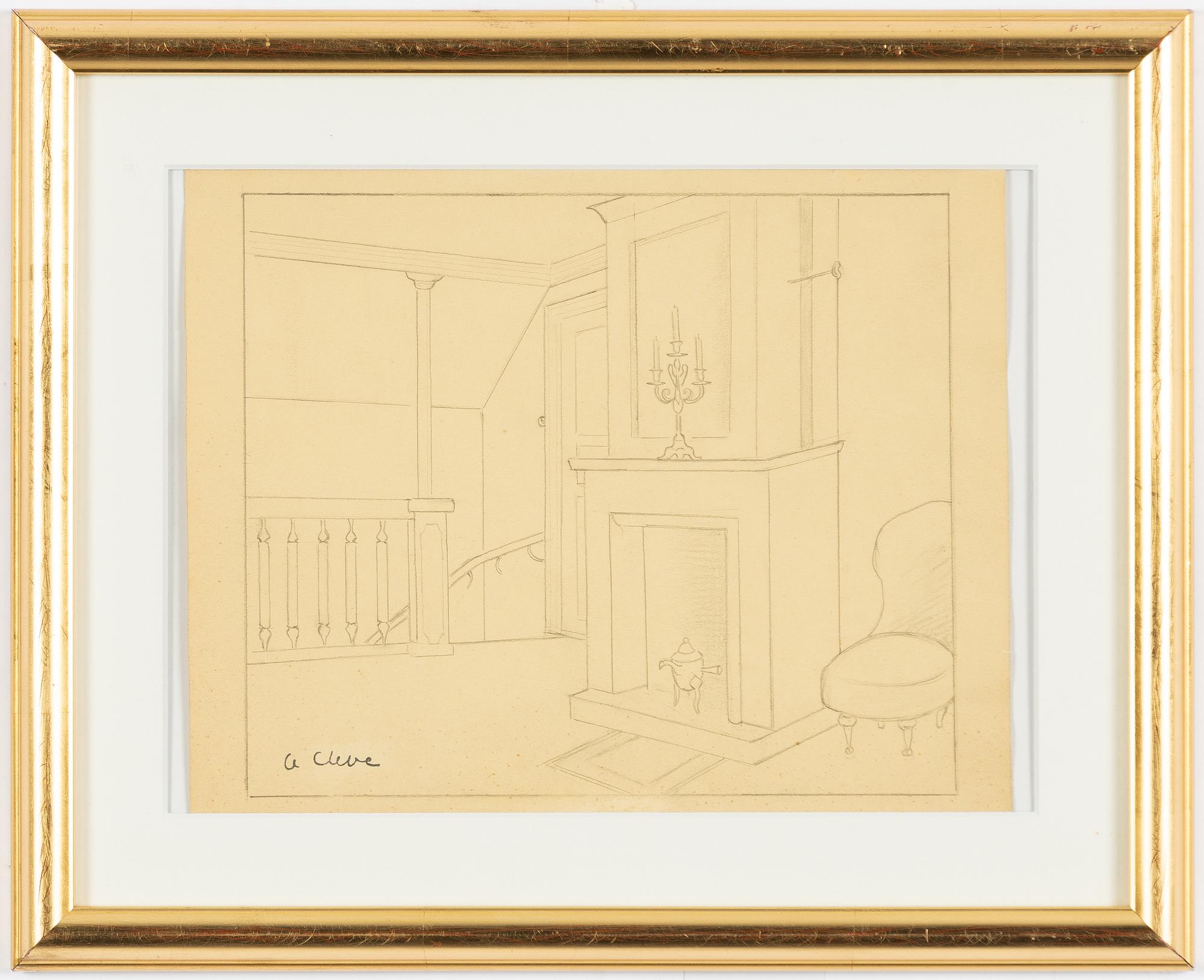 Agnes Cleve, Interiör med öppen spis.