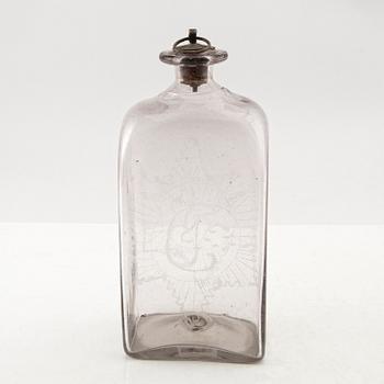 A Swedish glass flask, Limmareds glass manufactory, late 18th century/early 19th century.