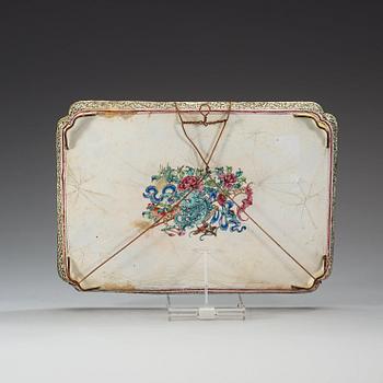 An enamel on copper tray, Qing dynasty, Qianlong (1736-95).