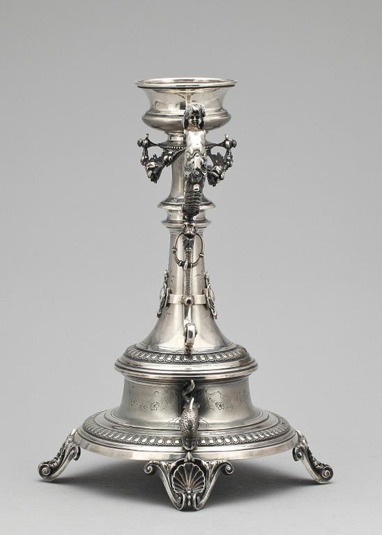 UPPSATSSKÅL, silver, nyrenässans, Stockholm 1876. Total vikt ca 1264 g.