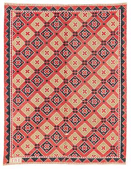 326. A bed cover, flat weave, c. 167 x 125 cm, Western Scania, signed EMD, early 19th century.