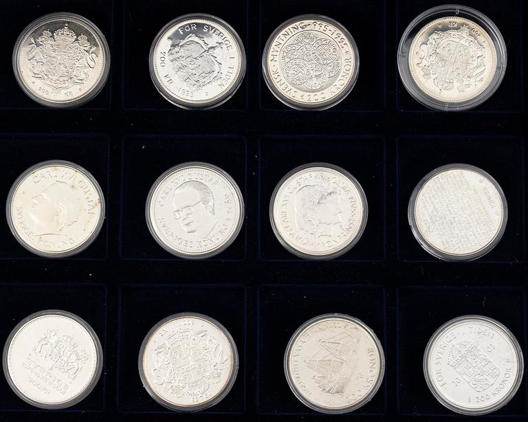 Minnesmynt, 24 st, Sverige, silver, 200 kr,