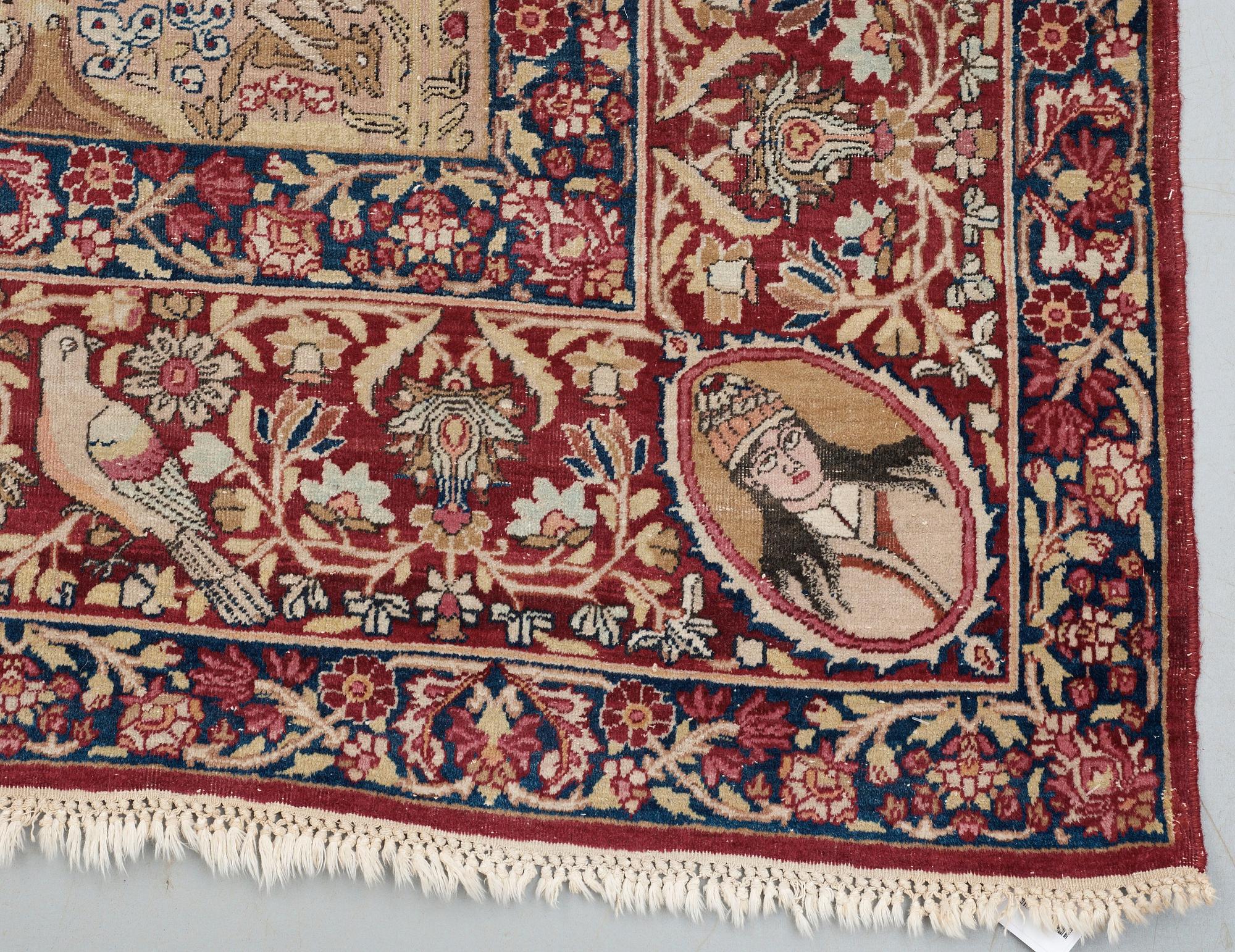 ANTIK KIRMAN LAVER FIGURAL. 213 x 147,5 cm.