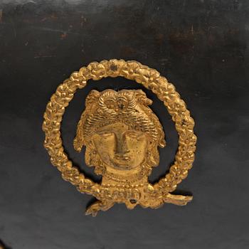 A presumably Russian Empire gilt and patinated bronze nine-branch chandelier, 19th century.
