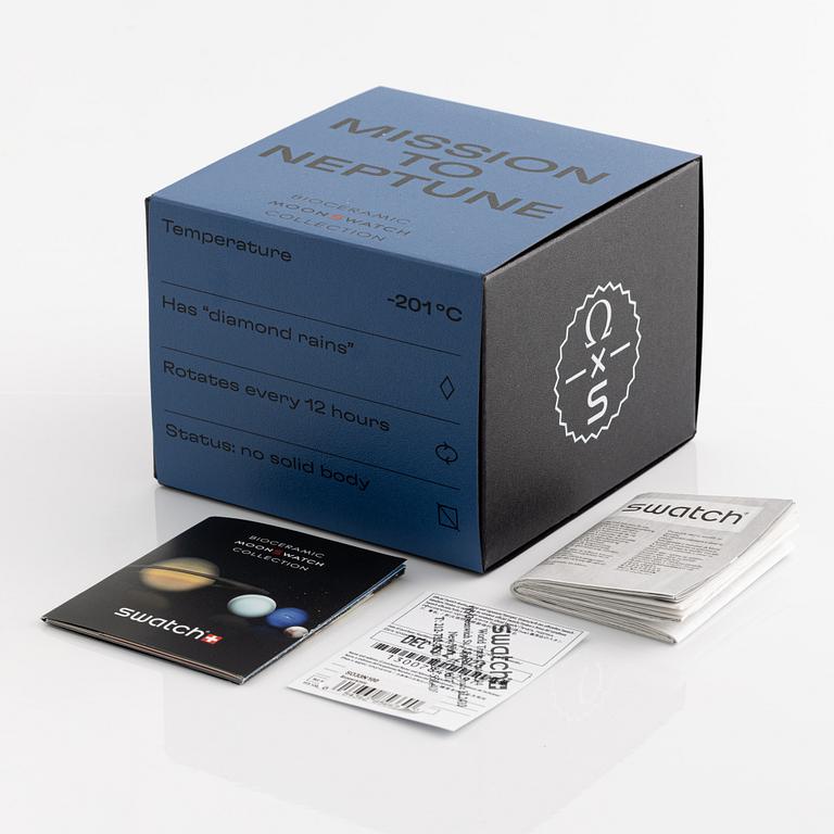 Swatch/Omega, MoonSwatch, Mission to Neptune, kronograf, armbandsur, 42 mm.