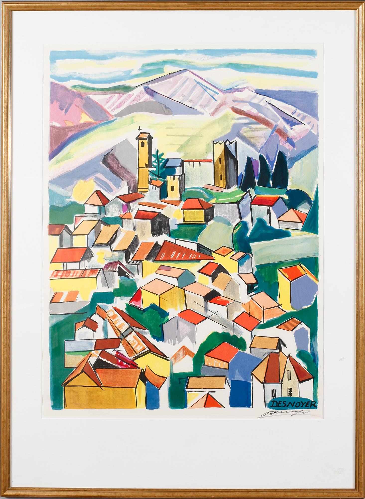 FRANÇOIS DESNOYER, färglitografi, signerad.