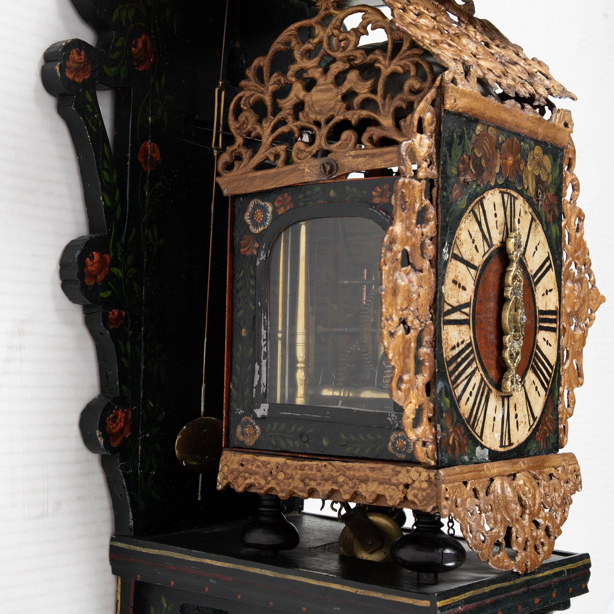 A Friesian wall clock, Holland, first half of the 1800's.