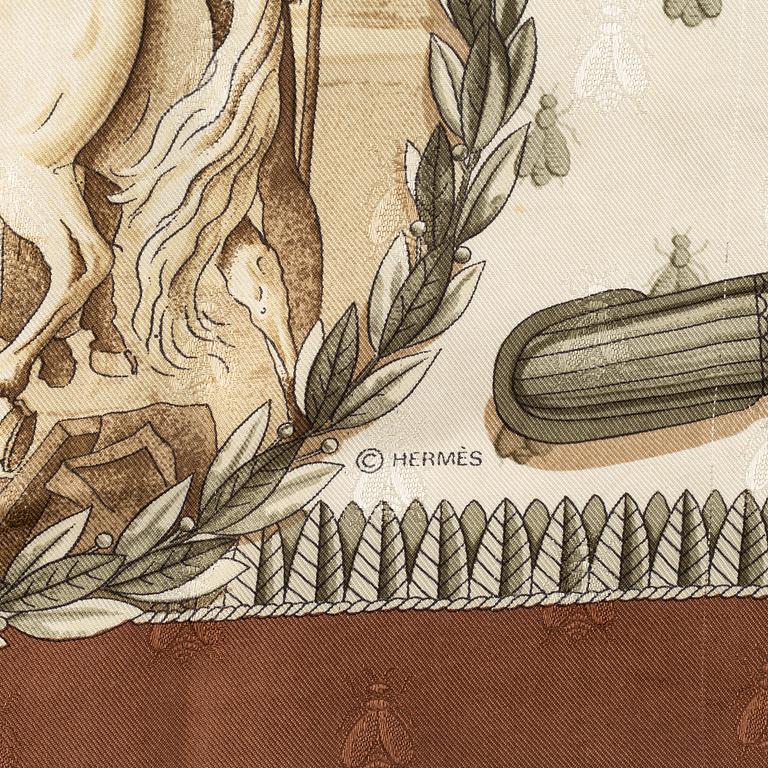 Hermès, a 'Napoleon' silk scarf.