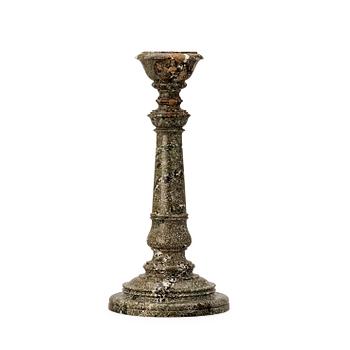 A Swedish  19th century green marble candlestick.