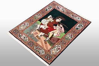 A rug, Tabriz, figural, 50 Raj, ca 90 x 61 cm.