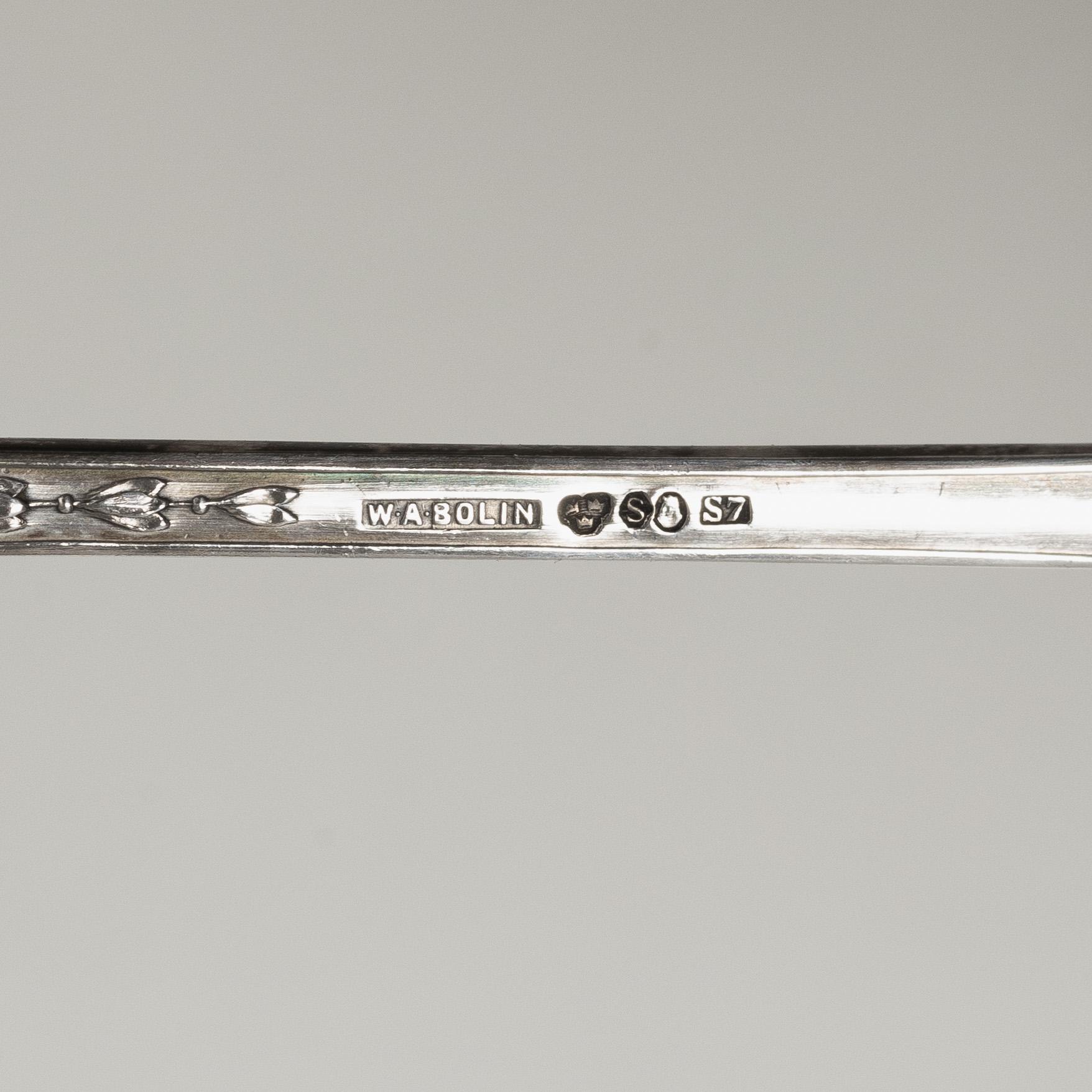 W.A. Bolin, Bestickuppsättning, 65 delar, silver, modell F, Stockholm, bl a 1926.