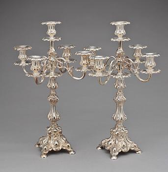 KANDELABRAR, ett par, nysilver, Henninger & Co, Tyskland,  1900-talets första hälft/mitt.