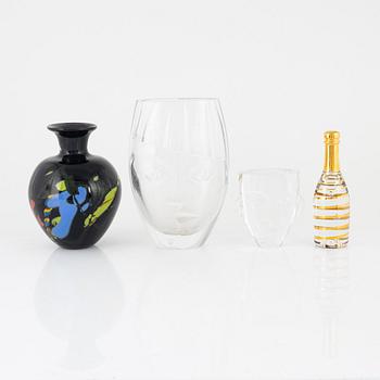 Four glass objects, Martti Rytkönen and Kjell Engman, Orrefors and Kosta Boda, Sweden.