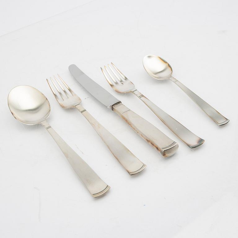 A Sweish 20th century set of 30 pcs of sivler cutlery "Rosenholm" mark of Gense Eskilstuna 1999 total weight 1620 grams.