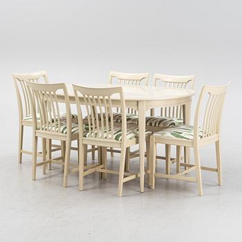Svante Skogh, a 'Vindö' dining table and six chairs, second half of the 20th Century.