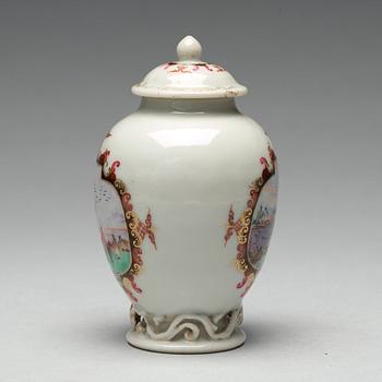 A famille rose tea caddy, Qing dynasty, Qianlong (1736-95).