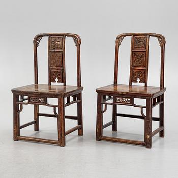 A pair of early 20th century chairs, China.
