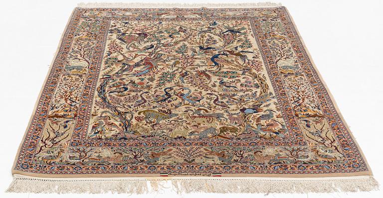 A carpet, semi-antique Esfahan, part silk, signed Eshan doust, ca226,5 x 126 cm.