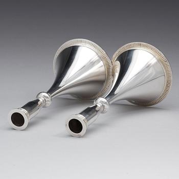 A pair of Wiwen Nilsson 'Byzantine' sterling candlesticks, Lund 1965.