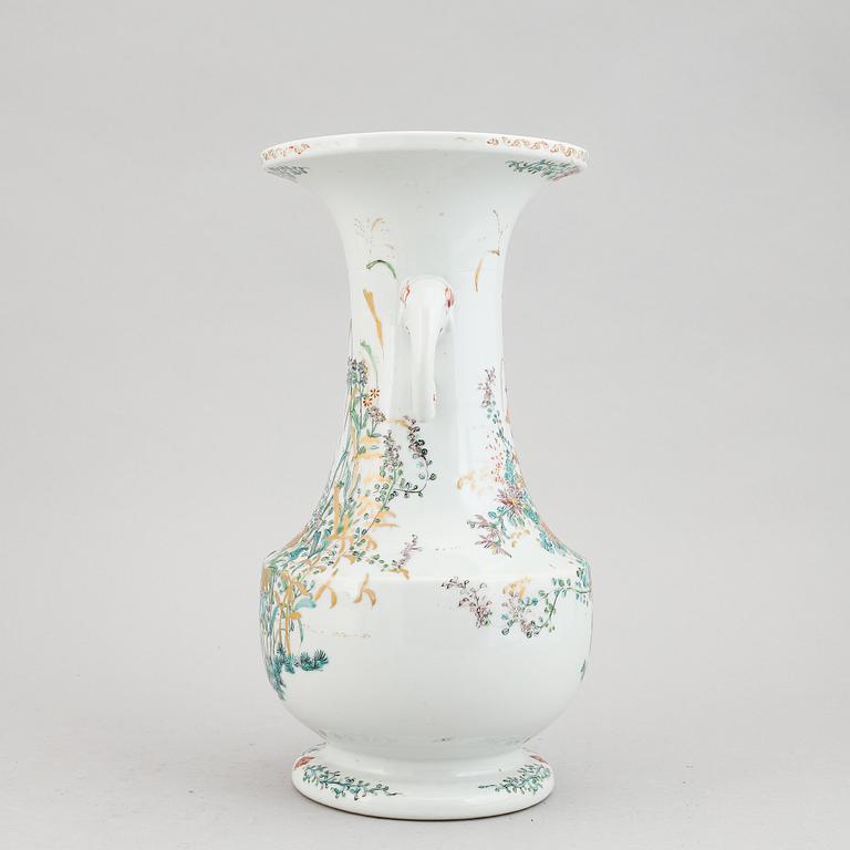 A Chinese famille rose vase, late 20th century.