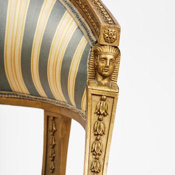 A pair of late Gustavian open armchairs attributed to E. Ståhl (master in Stockholm 1794-1820).