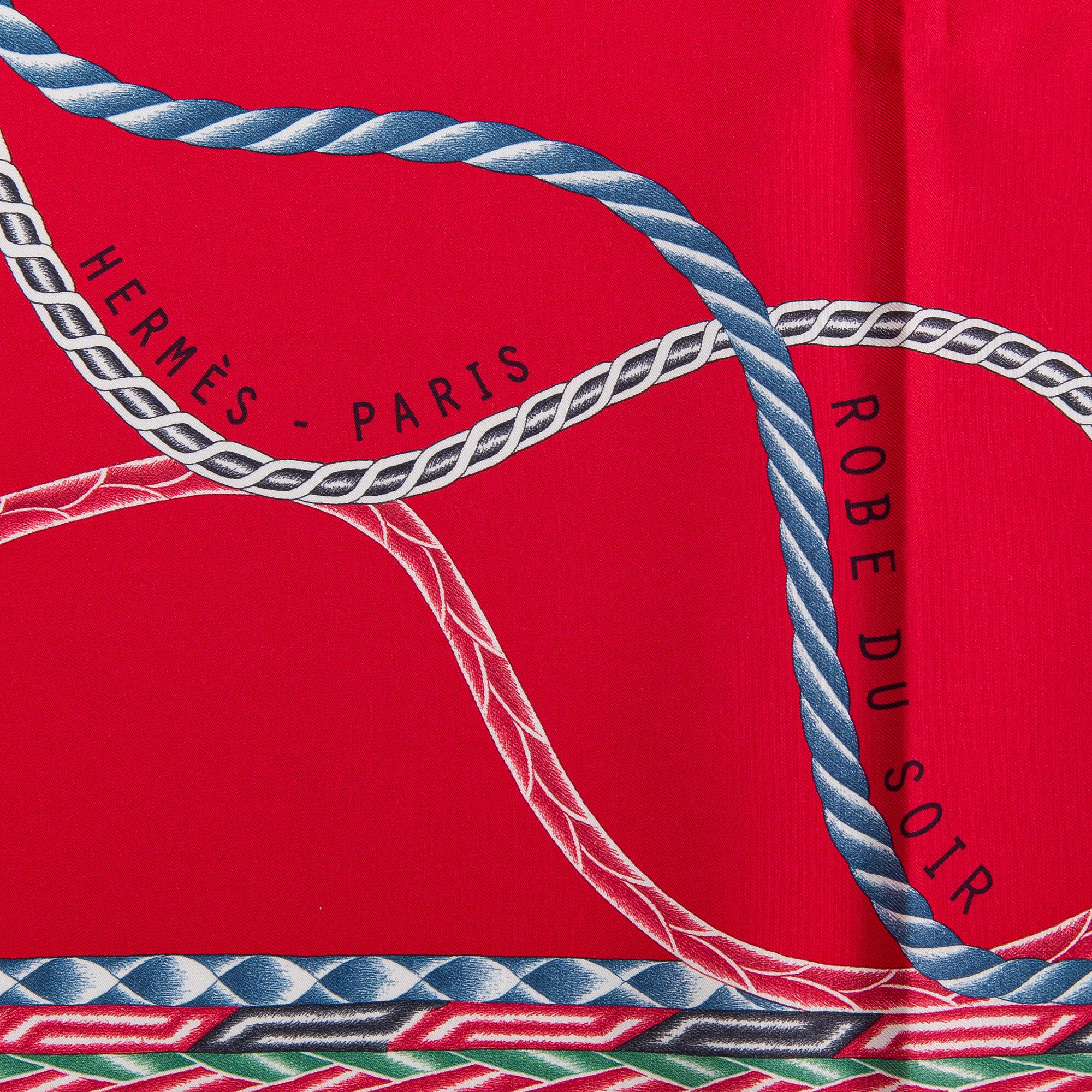 Hermès, 'Robe du soir' scarf and a Hermès scarf ring.