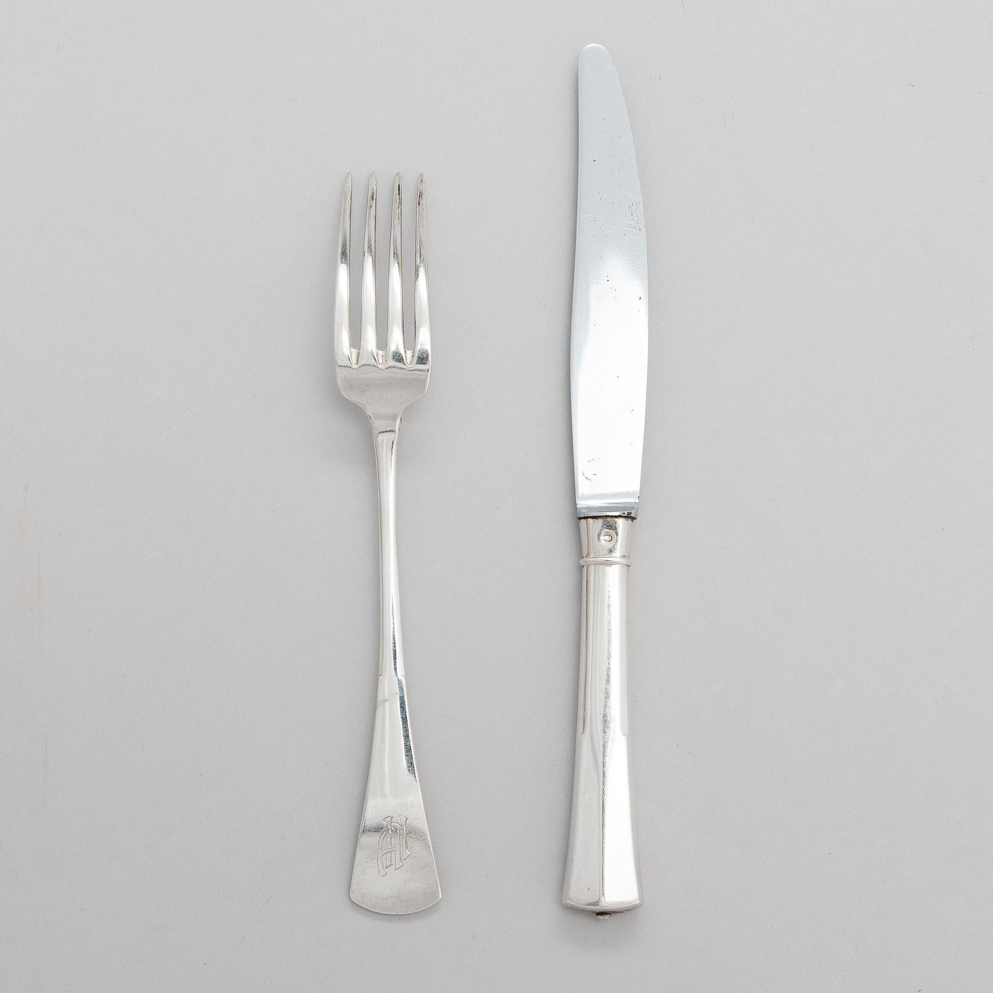 A 24-piece set of Latzko silver cutlery, Pest, Austro-Hungarian Empire 1878-1922.