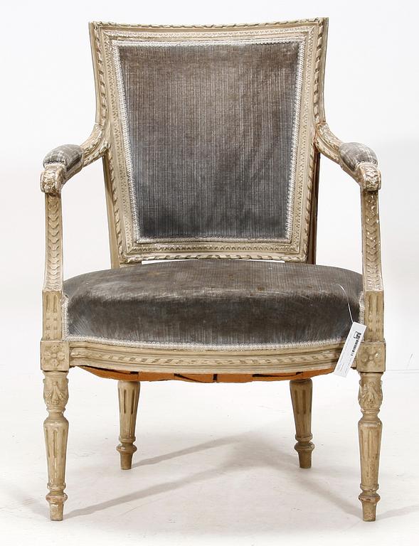 KARMSTOL, Louis XVI-stil, sent 1800-tal.