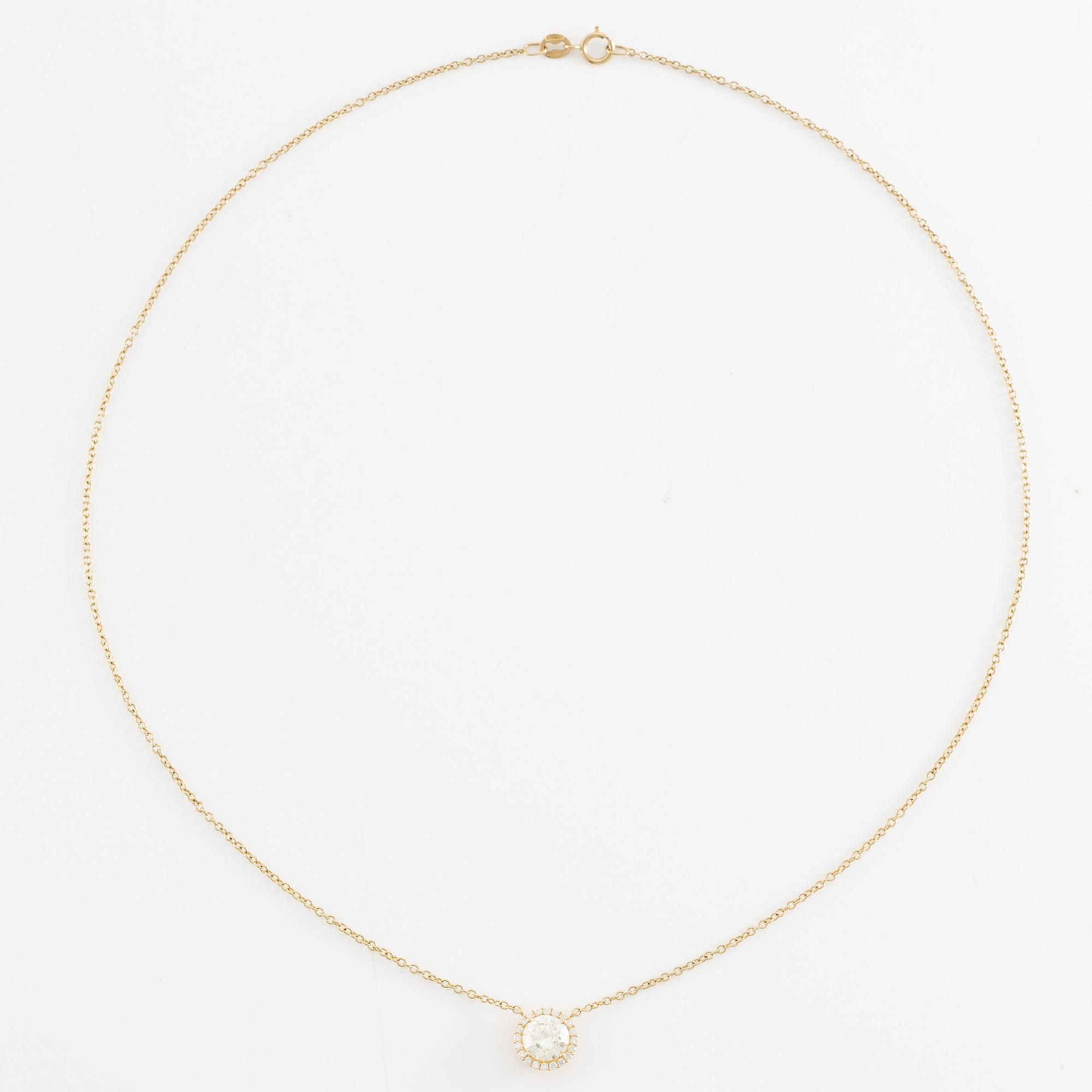 Collier 18K guld med briljantslipade diamanter.