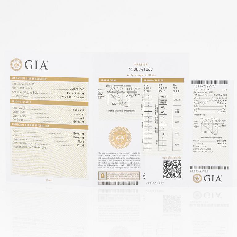 Earrings 18K white gold with brilliant-cut diamonds, accompanying GIA dossier.