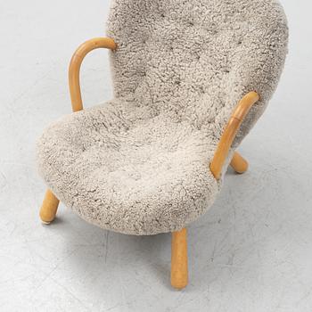 Arnold Madsen, tillskriven, fåtölj "Muslinge/ Clam Chair", Scandinavian Modern, 1940-50-tal.