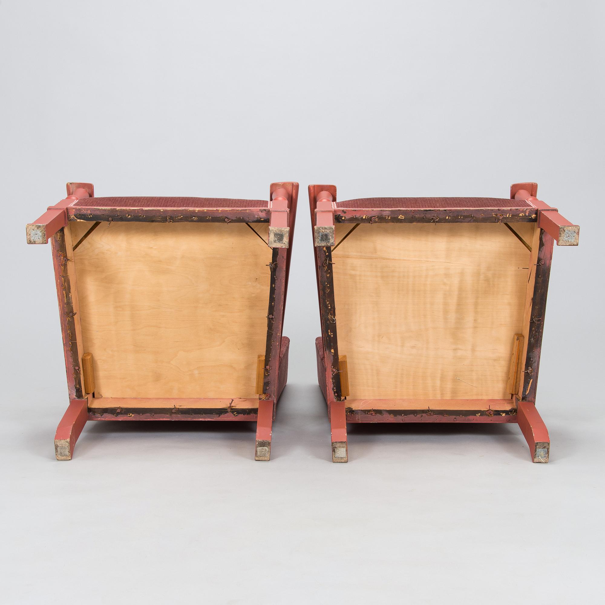 Evert Toivonen, fåtöljer, ett par, tillverkare Möbelfabrik T. Karvanen, Kuopio Finland 1930-tal.