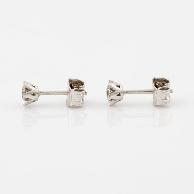 Earrings, a pair, 18K white gold with small brilliant-cut diamonds.