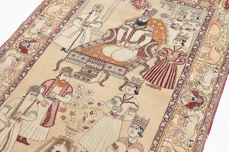 An antique Kerman Laver rug, South Persia, signed c.206 x 133 cm.