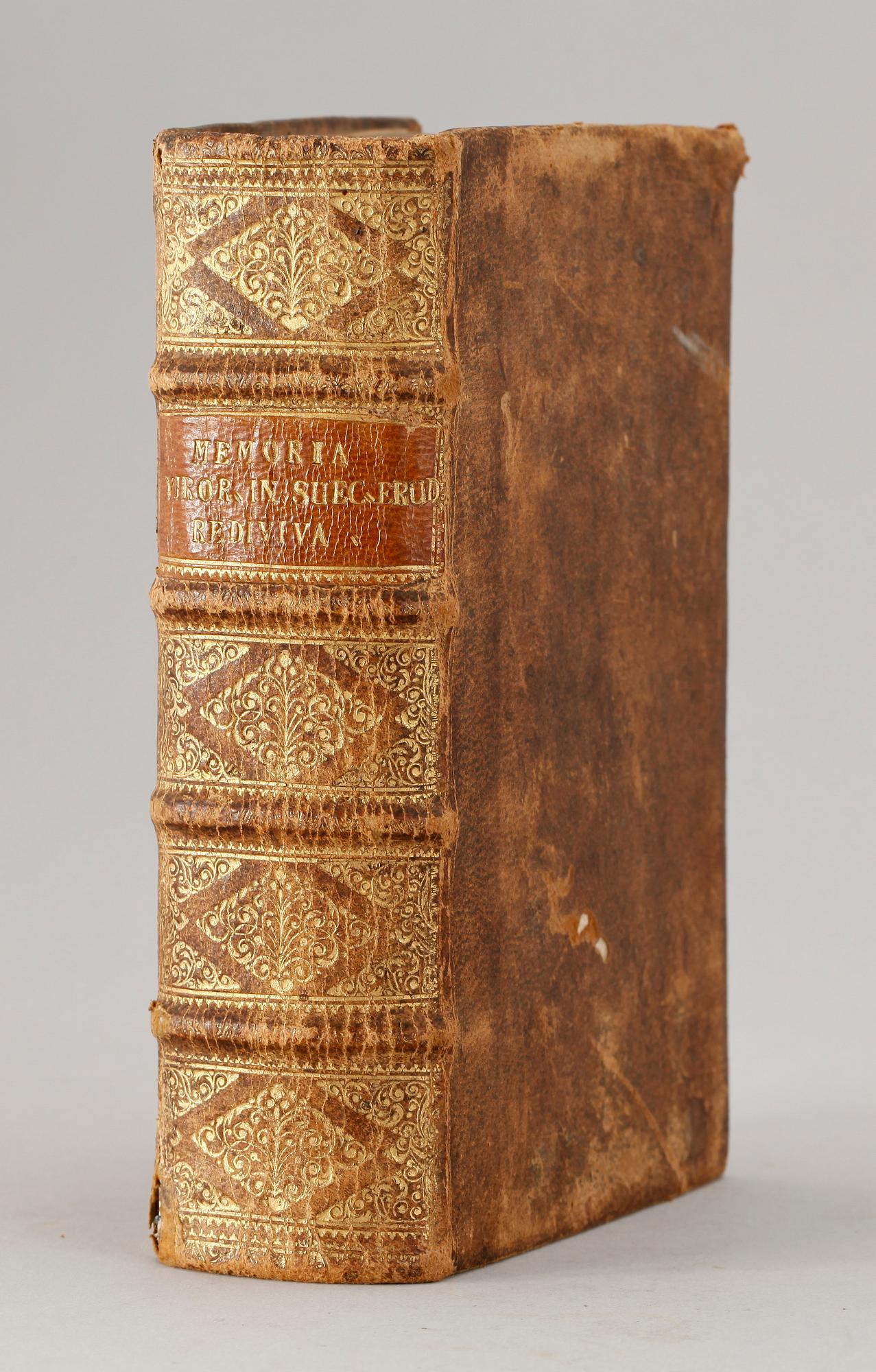 BOK, "Memoria ..Rediviva..Orationum Funebrium I-IV, av Christian Nettelbladt, Leipzig 1728-31.