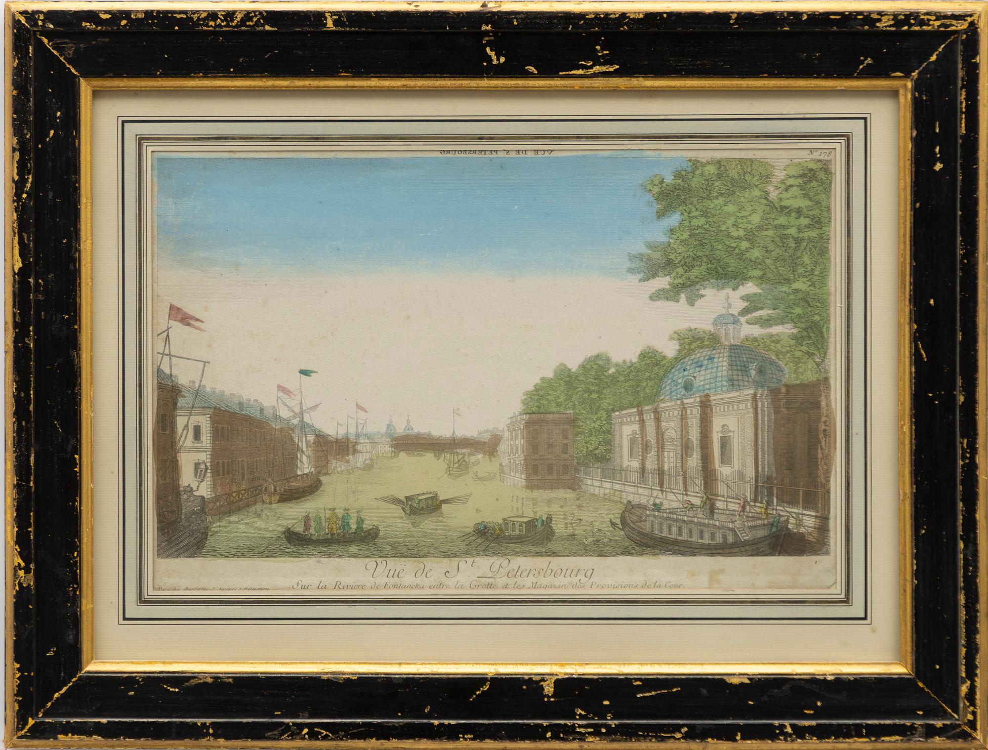 Copper engraving, coloured, St. Petersburg, 18th century.